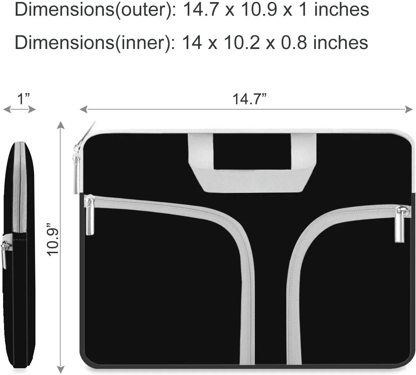 HESTECH Laptop case 14 inch,Chromebook Sleeve Cover,Neoprene Protective Carrying Bag for 14-15.6" HP Asus Acer Samsung Sony Dell XPS Surface Book 15/16 inch MacBook Pro Computer,Black