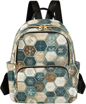 Hexagons Snowflakes Backpack Purse for Women Small Shoulder Bags Fashion Travel Bag Casual Daypack Travel Bag M 202b8740