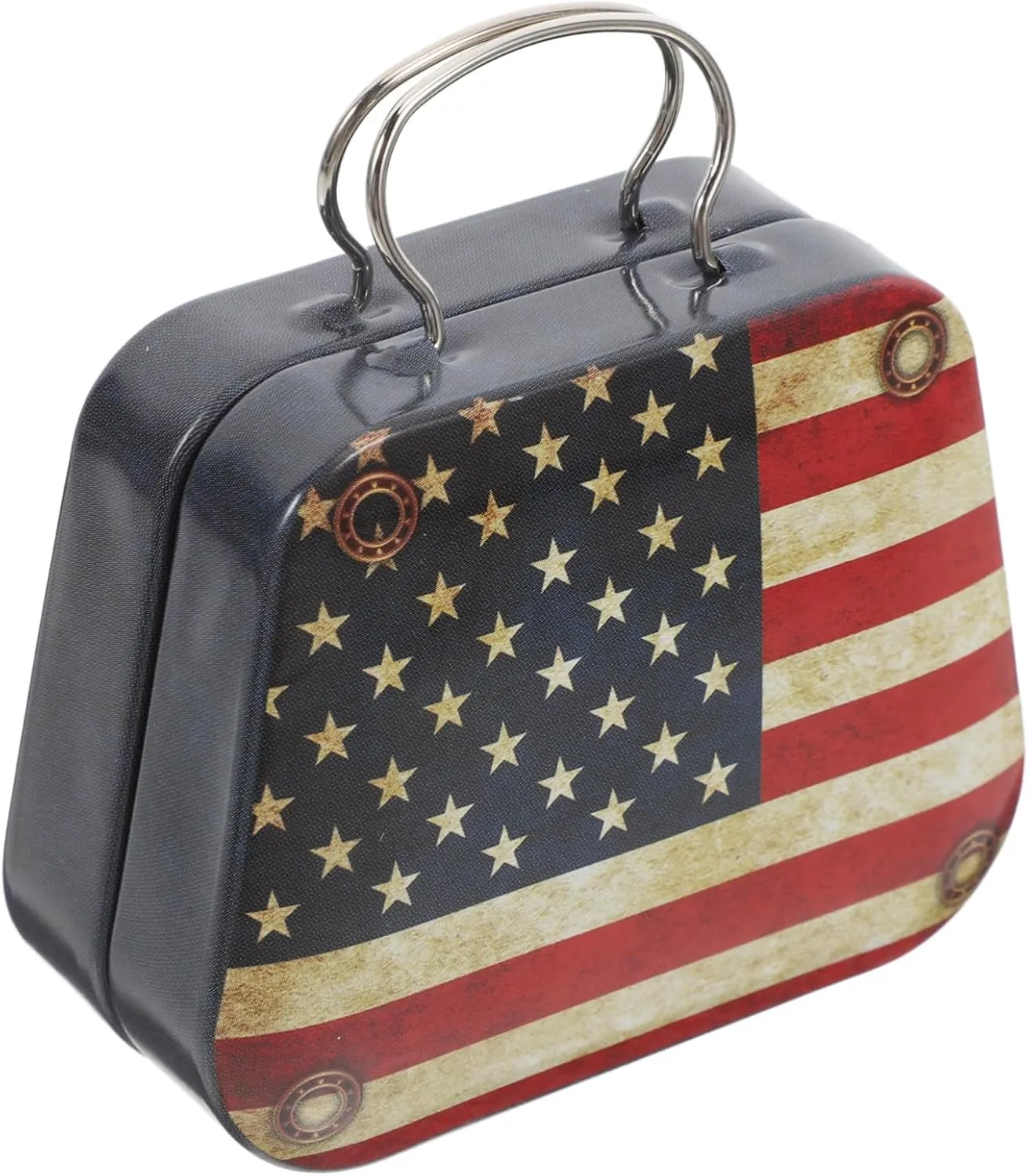 HIAKDOFT Tinplate Handbag Box Decorative Storage Container Us Flag Design Multi-use Organizing Box