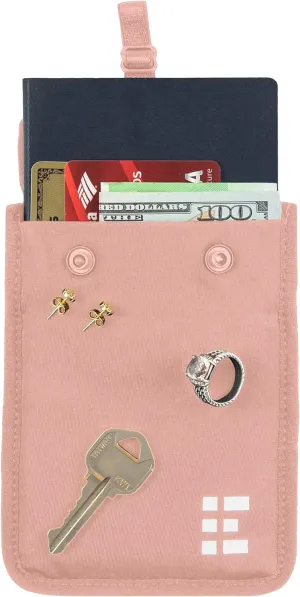 Hidden Bra Wallet - Travel Pouch and Secret Pocket for Passport, Money, Credit Cards - Undercover Stash for All Bra Sizes - Secure, Comfortable, Machine Washable - Pink