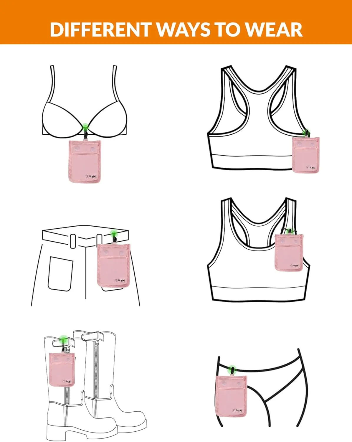 Hidden Travel Bra Wallet for Women - Money Pouch & Secret Pocket for Keys, Money & Valuables - Under Clothes Travel Pouch, Undercover Bra Stash Fits All Bra Sizes - Pink