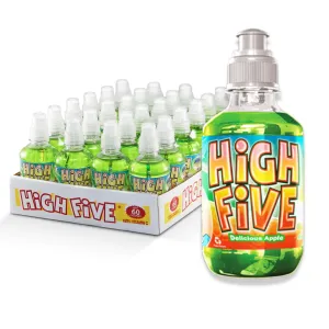 High Five Juice Drink – Apple - 10.1 oz Bottles, Naturally Sweetened with Vitamin C, Low-Calorie Fruit Juice Beverages with Spill Proof Sports Cap 10.1 Ounce (Pack of 24)