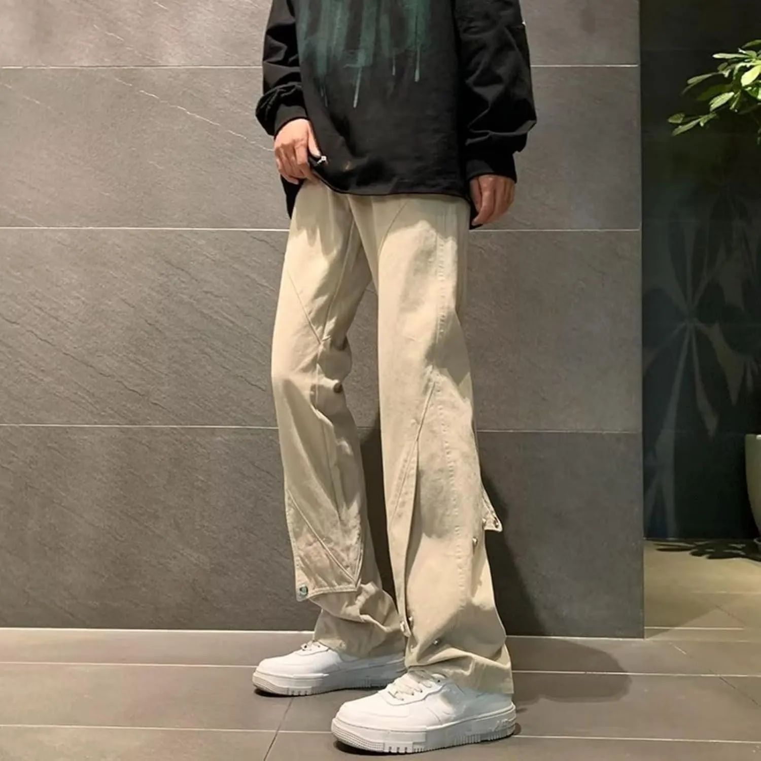 High Street Pants for Men, Aviator Work Pants, Straight Pants