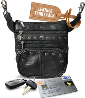 Hip Purse For Women - Leather Leg Purse Thigh Bag by Bayfield Bags - Waist Pack For Women - Our Motorcycle Leg Bag Makes A Great Leather Belt Pouch For Day Trips