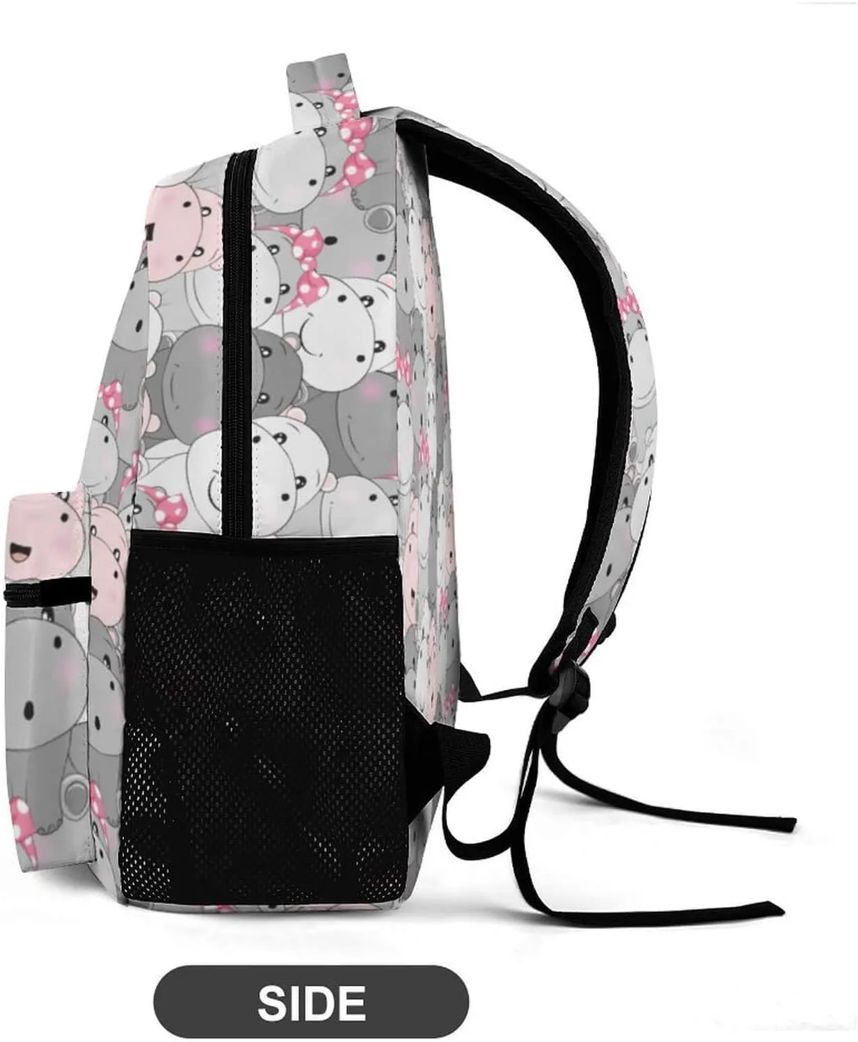 Hippo Backpack for Kids Girls Boys School, 16 Inches Cute Hippo Theme Bookbag, Adjustable, Lightweight, Large Capacity, Colorful Hippo Backpack for School
