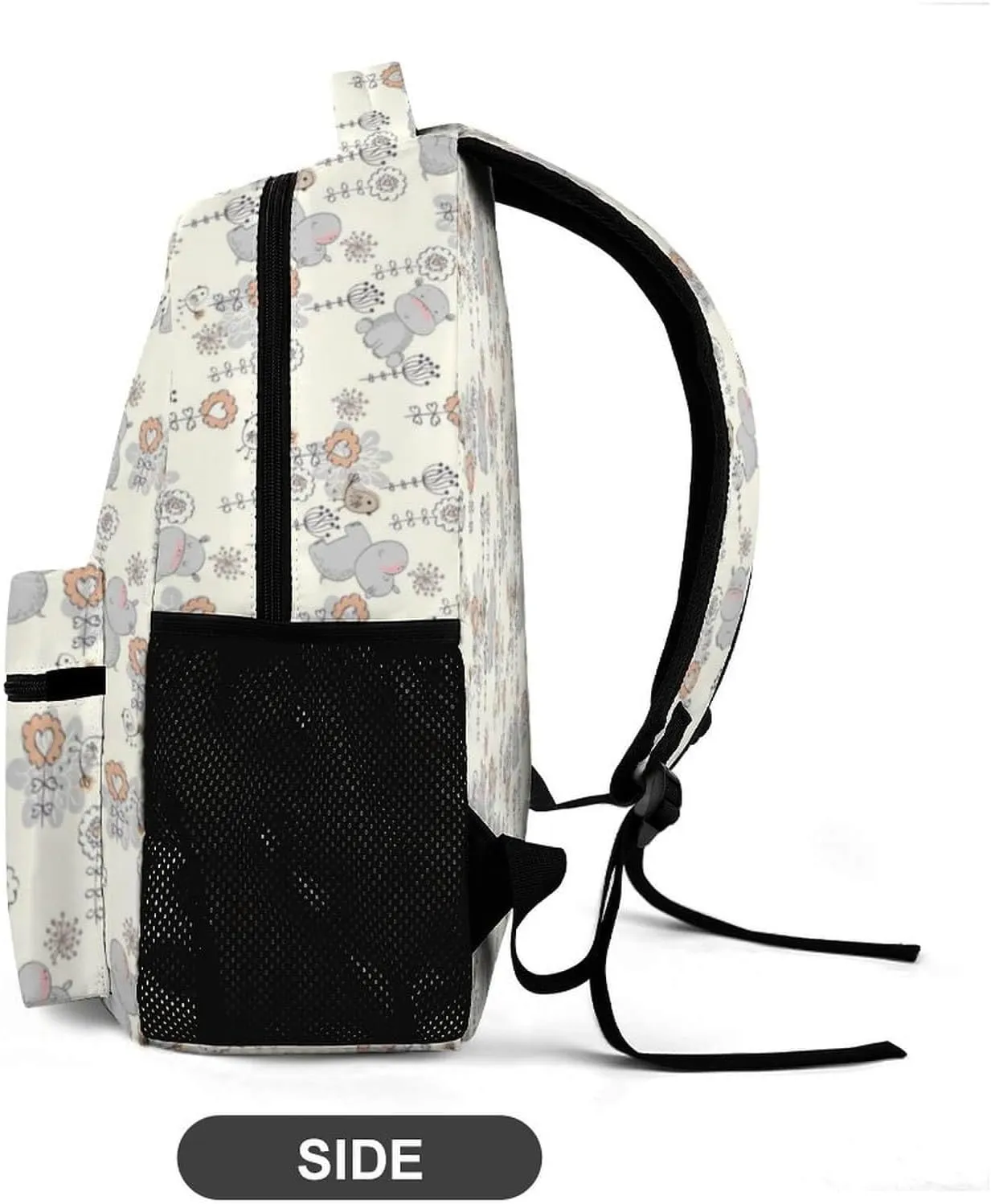 Hippo Backpack for Kids Girls Boys School, 16 Inches Cute Hippo Theme Bookbag, Adjustable, Lightweight, Large Capacity, Colorful Hippo Backpack for School