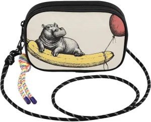Hippo Banana Red Balloon Crossbody Bag for Women Cell Phone Purses Women's Small Shoulder Handbags Wallet Purse with Strap