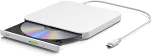 Hitachi LG External CD/DVD Drive | Portable Player Burner for Laptop, PC, Smartphone | USB Type-C | Multi OS (Window, Mac OS15, Android, Fire) (White)