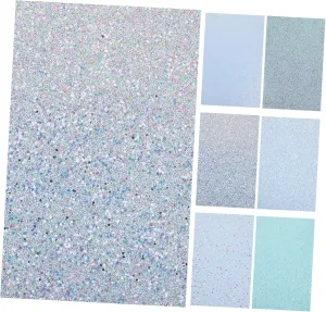 Homoyoyo Sky Blue Bow Fabric Pu Leather Sheets DIY Handcraft Supply Decorative Faux Leather Glitter Sheets