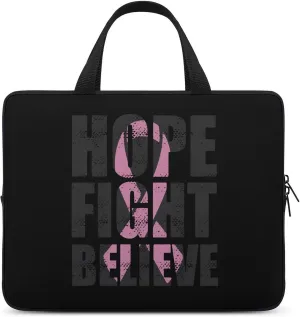 Hope Fight Believe - Breast Cancer Laptop Bag Lightweight Computer Bag Laptop Carrying Case Handbag for Work Business