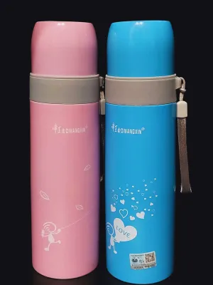 Hot And Cold Resistant Stainless Steel Vacuum Flask Water Bottle Pink And Blue