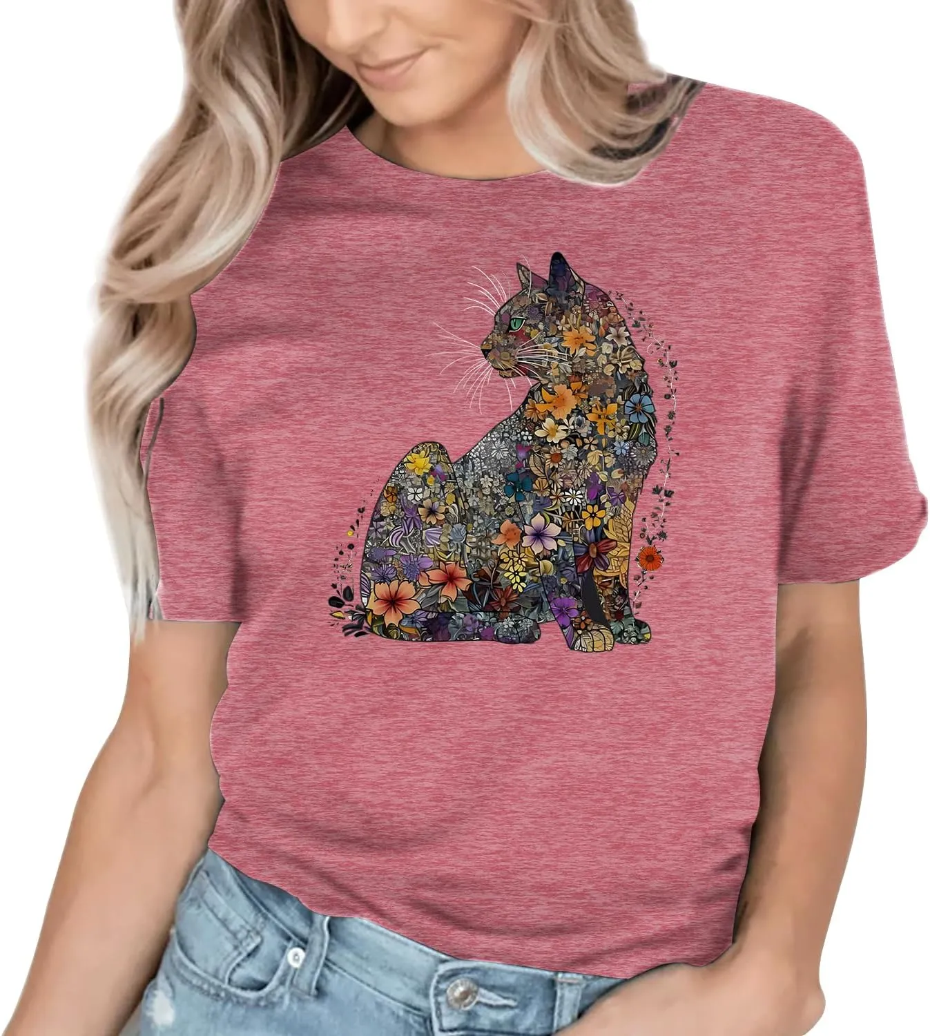 Hummingbird Shirt for Women Funny Women's Flower Graphic Tees Cute Bird Lover Short Sleeve Shirts ﻿