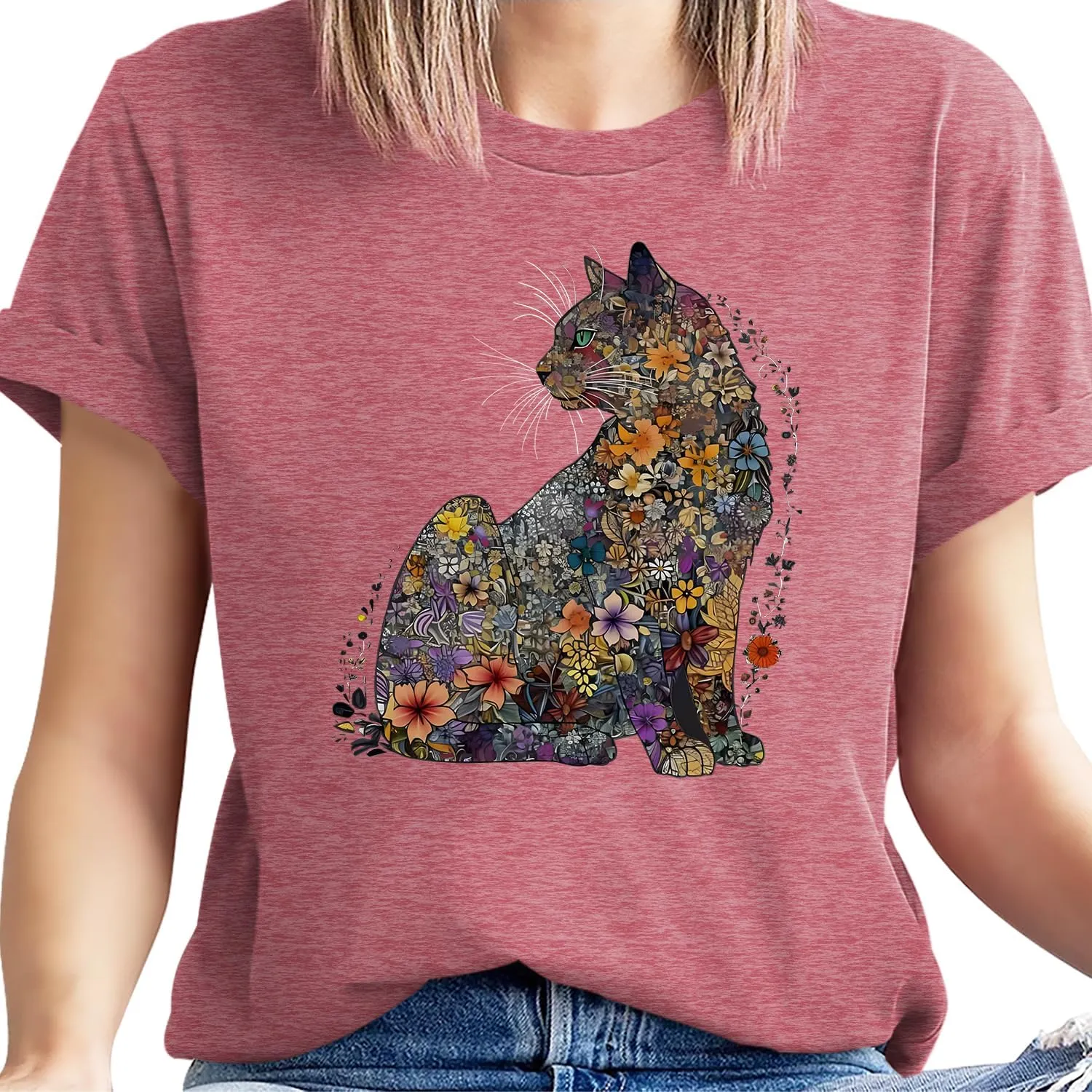 Hummingbird Shirt for Women Funny Women's Flower Graphic Tees Cute Bird Lover Short Sleeve Shirts ﻿