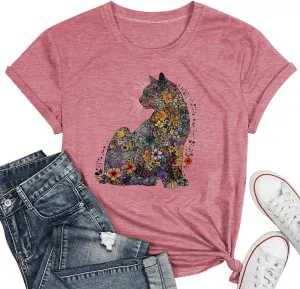 Hummingbird Shirt for Women Funny Women's Flower Graphic Tees Cute Bird Lover Short Sleeve Shirts ﻿