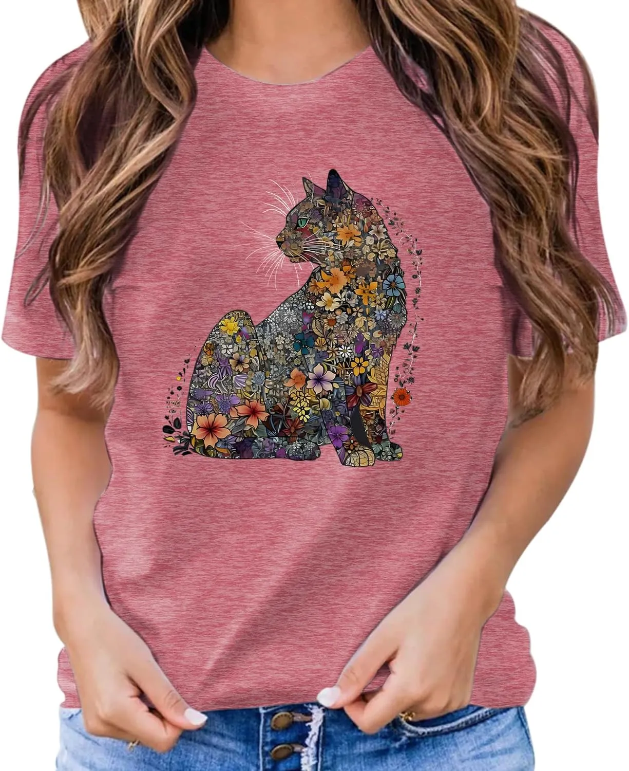 Hummingbird Shirt for Women Funny Women's Flower Graphic Tees Cute Bird Lover Short Sleeve Shirts ﻿