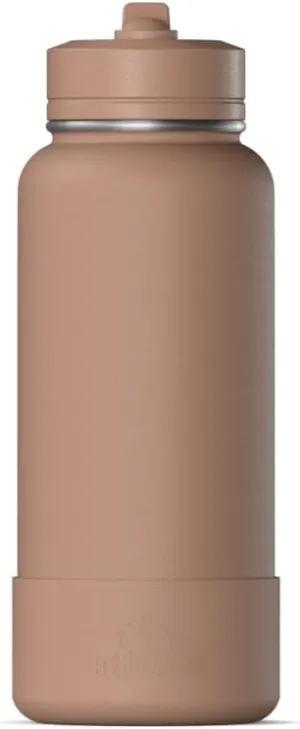 Hydrapeak 32oz Sport Insulated Water Bottle with Straw or Chug Lid, Leak & Spill Proof, Keeps Drinks Cold for 24 Hours, Hot for 12 Hours, Premium Stainless Steel Water Bottles (32oz, Almond)