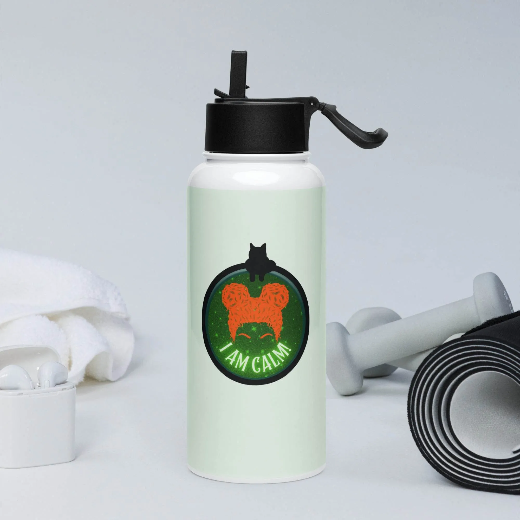 I Am Calm! Winifred Hocus Pocus Inspired Stainless steel water bottle with a straw lid
