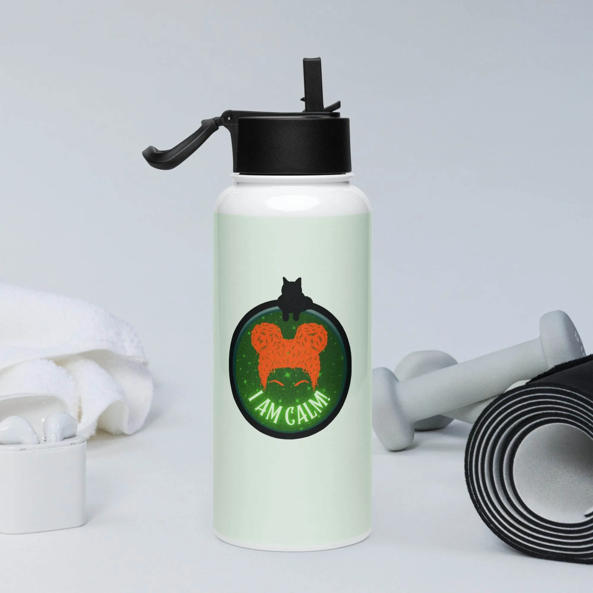 I Am Calm! Winifred Hocus Pocus Inspired Stainless steel water bottle with a straw lid