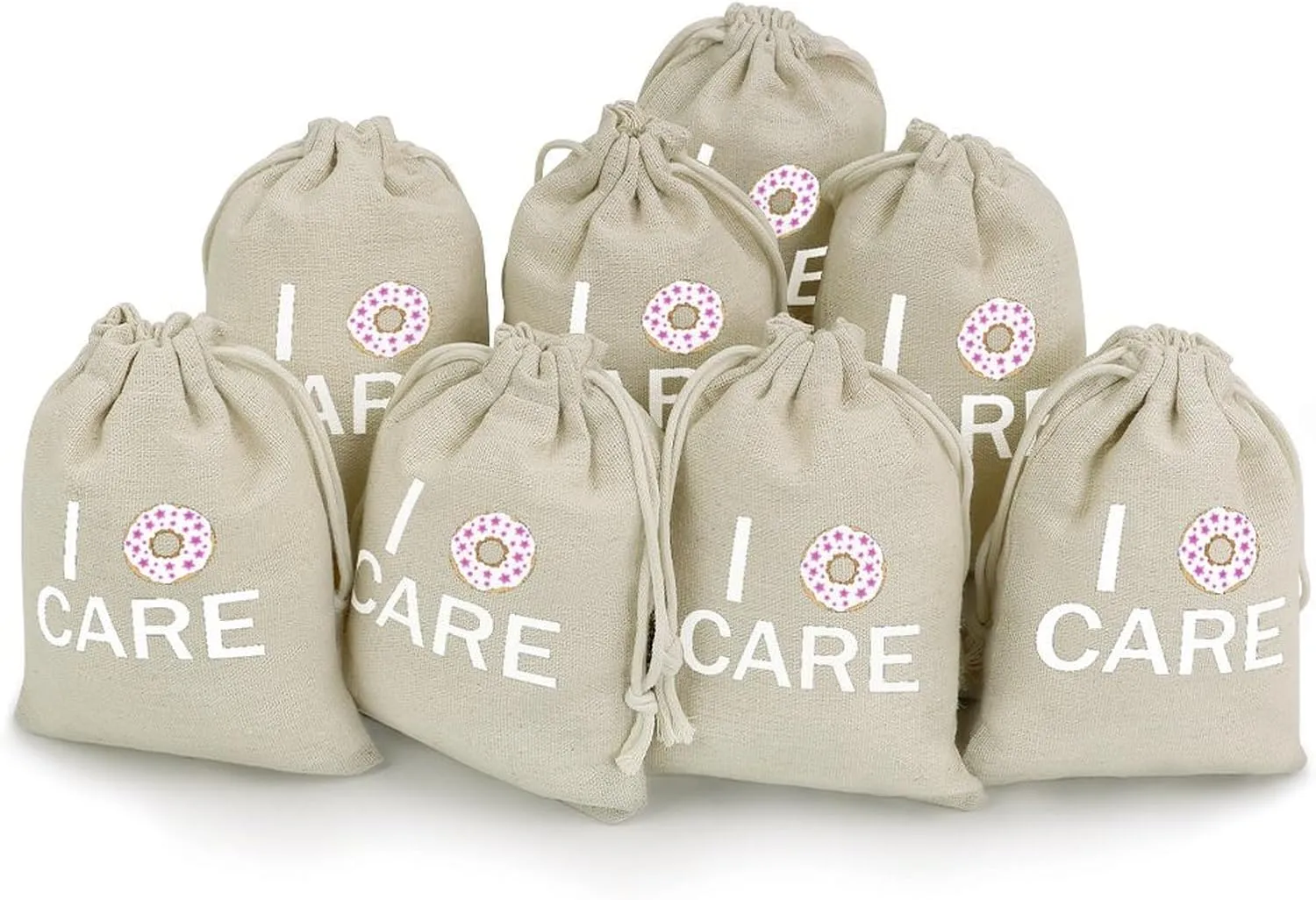 I Donut Care Cute Tag Drawstring Gift Bags 8 Sets Pockets DIY Jewelry Storage Pouches Wedding Party, style