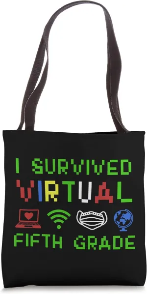 I Survived Virtual Learning 5th Grade Shirt Back To School Tote Bag