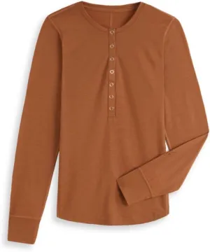 IBEX Women's Merino Henley, Choccy, Small