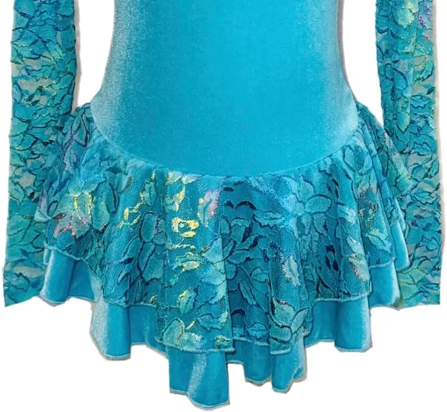 Ice Fire Velvet Figure Ice Skating Dress | Long Sleeves, Stretchable Figure Skating Dress