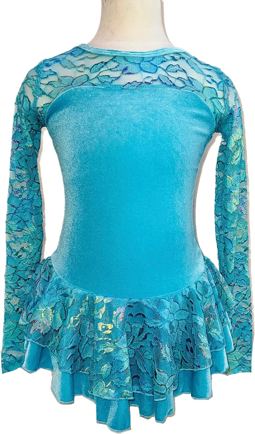 Ice Fire Velvet Figure Ice Skating Dress | Long Sleeves, Stretchable Figure Skating Dress