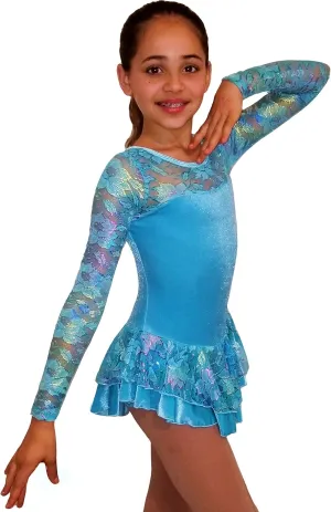 Ice Fire Velvet Figure Ice Skating Dress | Long Sleeves, Stretchable Figure Skating Dress