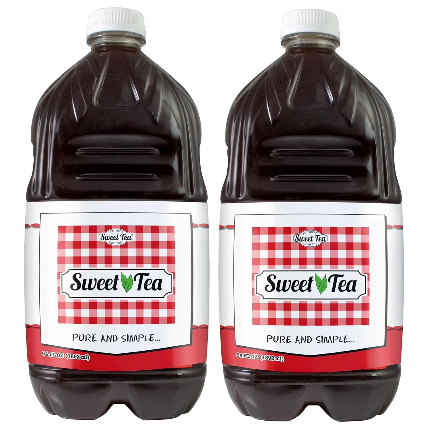 Iced Tea Sweet Real Brewed, Pure Cane Sugar, Caffeinated All Natural Drinks, No Artificial Flavors or Colors (Large 64oz Pack of 2) By Southern Sweet Tea Company