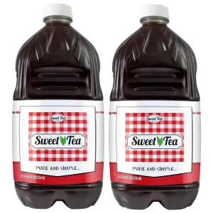 Iced Tea Sweet Real Brewed, Pure Cane Sugar, Caffeinated All Natural Drinks, No Artificial Flavors or Colors (Large 64oz Pack of 2) By Southern Sweet Tea Company