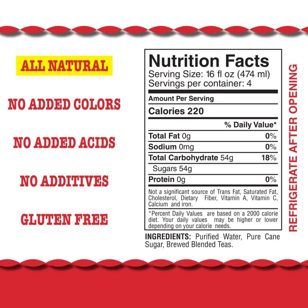Iced Tea Sweet Real Brewed, Pure Cane Sugar, Caffeinated All Natural Drinks, No Artificial Flavors or Colors (Large 64oz Pack of 2) By Southern Sweet Tea Company