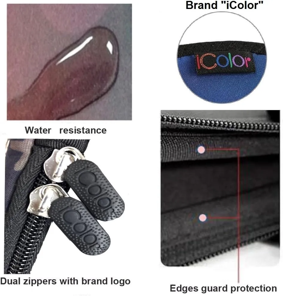 icolor 15" Laptop Shoulder Bag Holder 14" 14.2" 15.4" 15.6" Neoprene Notebook Computer Messenger Briefcase Cover Pouch Sleeve w/Adjustable Strap