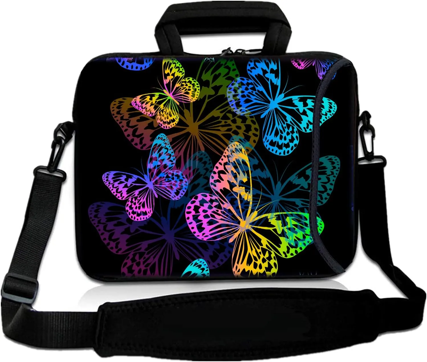 icolor 15" Laptop Shoulder Bag Holder 14" 14.2" 15.4" 15.6" Neoprene Notebook Computer Messenger Briefcase Cover Pouch Sleeve w/Adjustable Strap
