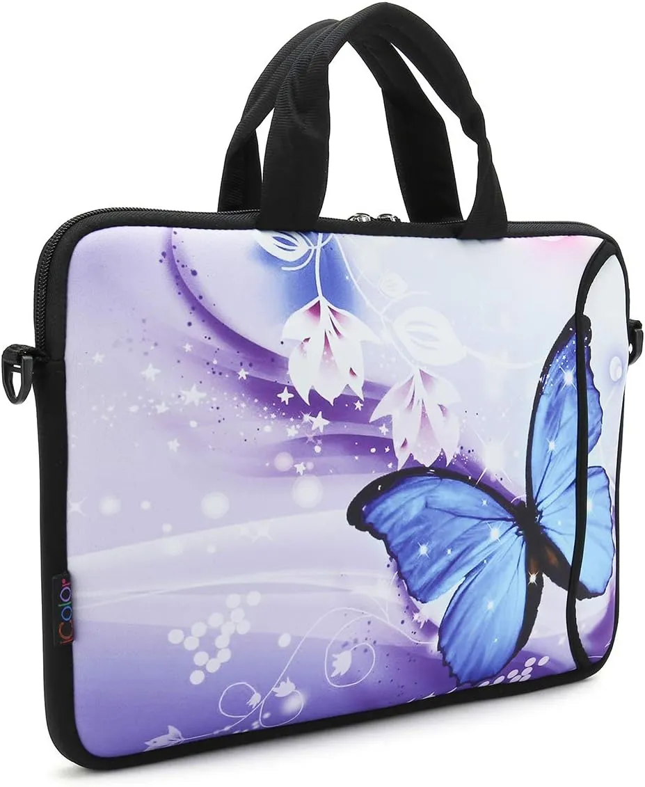 icolor 15" Laptop Shoulder Bag Holder 14" 14.2" 15.4" 15.6" Neoprene Notebook Computer Messenger Briefcase Cover Pouch Sleeve w/Adjustable Strap