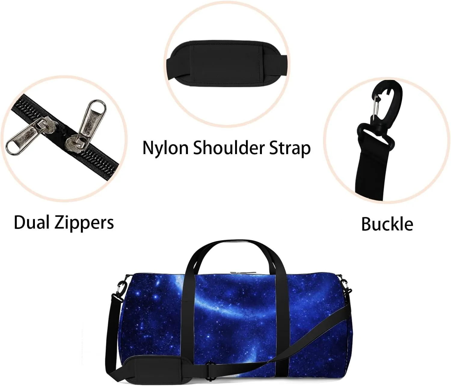 Icy Rose Galaxy Sports Bag Tote Bag Waterproof Gym Bag with Shoulder Strap Zipper 2 Side Pockets for Men and Women, Travel and Storage Shoulder Bag.