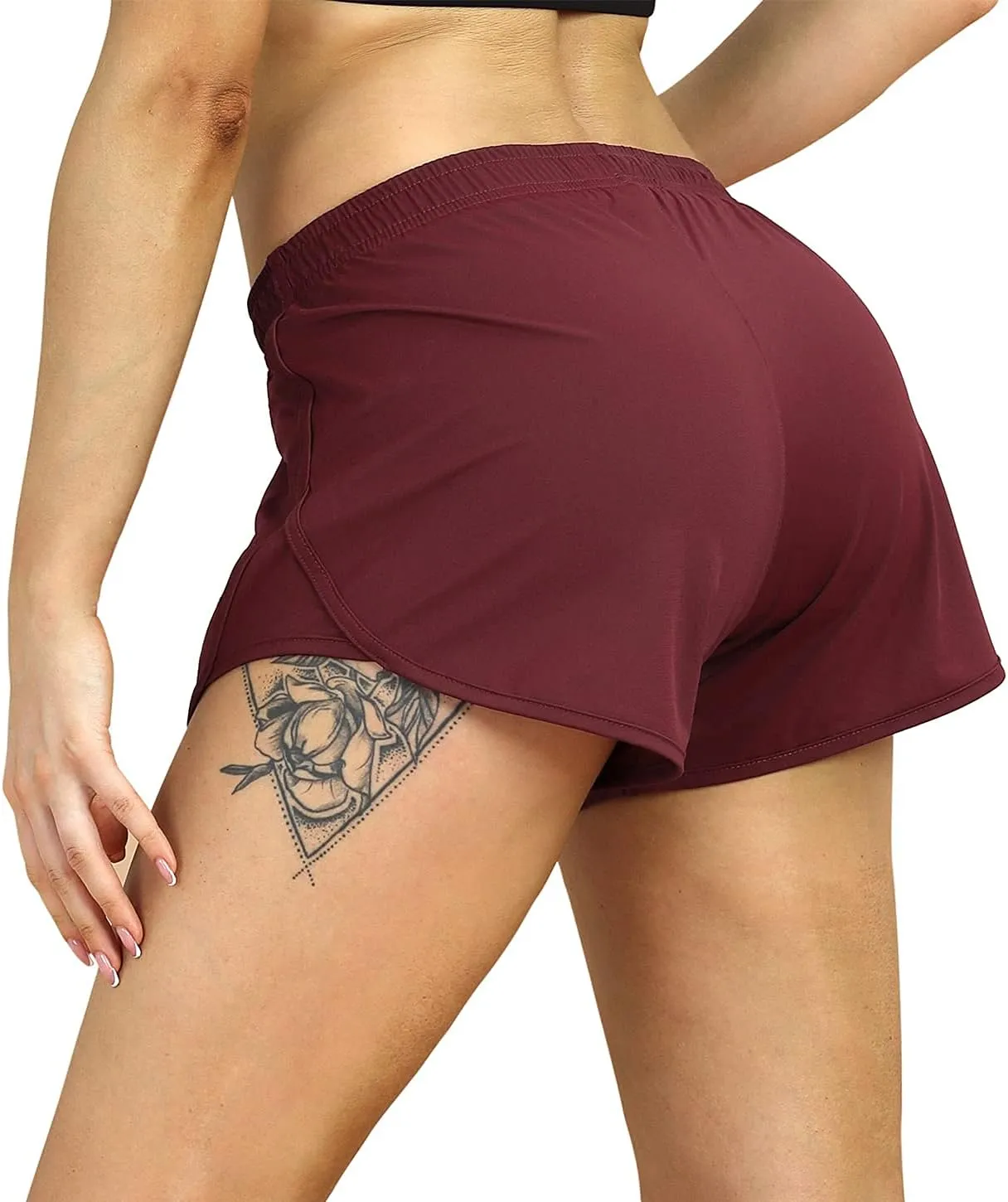 icyzone Workout Shorts Built-in Brief - Women's Gym Exercise Athletic Running Yoga Shorts