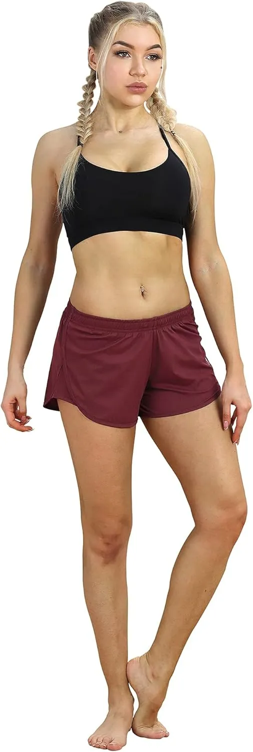 icyzone Workout Shorts Built-in Brief - Women's Gym Exercise Athletic Running Yoga Shorts