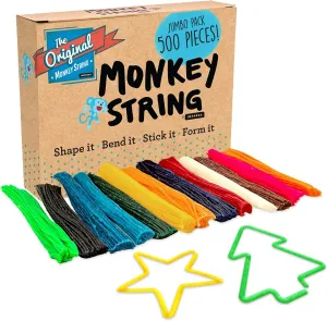 Impresa Monkey String from The Original Monkey Noodle - 500 Piece Jumbo Pack - Fidget Sensory Toys for Kids with Unique Needs - Fosters Creativity, Focus, & Fun -Make Anything in 2D or 3D 13 Colors