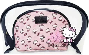 Impressions Vanity Hello Kitty 2 PCs Nested Clutch Purses for Women, Water Resistant Zippered Travel Makeup Clutch Bag for Holding Make Up Brush, Toiletry, and Skincare Accessories (Pink)