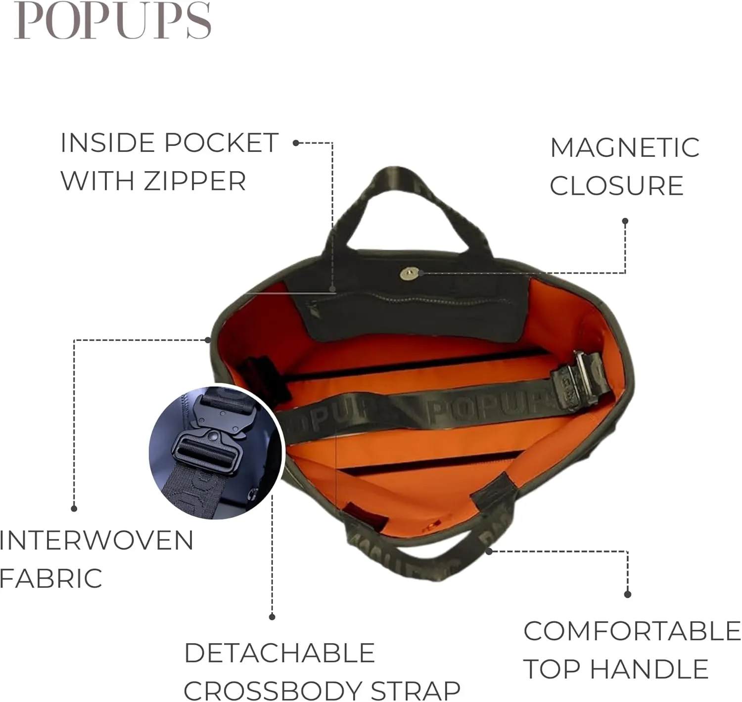 Interwoven Large Neoprene Foldable Tote Bag, Weekender Bag for Women - Travel Crossbody Purse