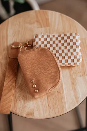 Ira Checkered Dual Wristlet - Tan