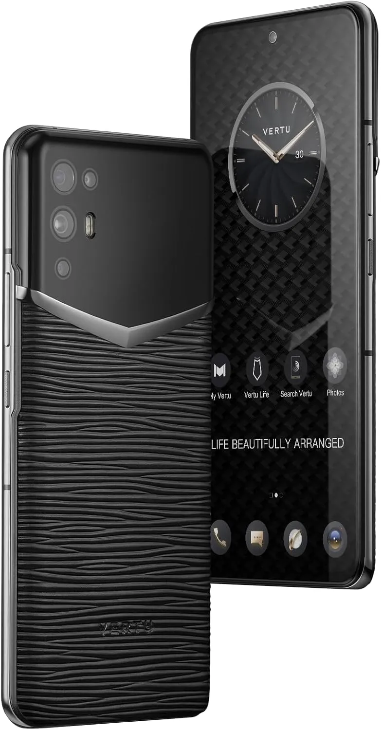 iVERTU Procella Calfskin 5G Phone, Unlocked Smartphone, Secure Encrypted, 64MP Camera, 12 512G, 120Hz FHD (1080 * 2400) OLED Display, Dual SIM, Fast Charge (Black)