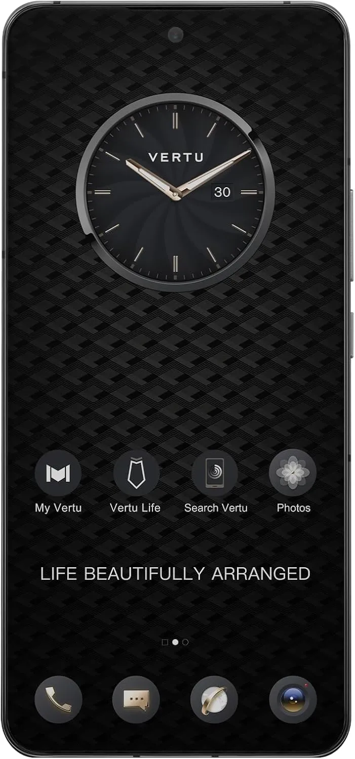 iVERTU Procella Calfskin 5G Phone, Unlocked Smartphone, Secure Encrypted, 64MP Camera, 12 512G, 120Hz FHD (1080 * 2400) OLED Display, Dual SIM, Fast Charge (Black)