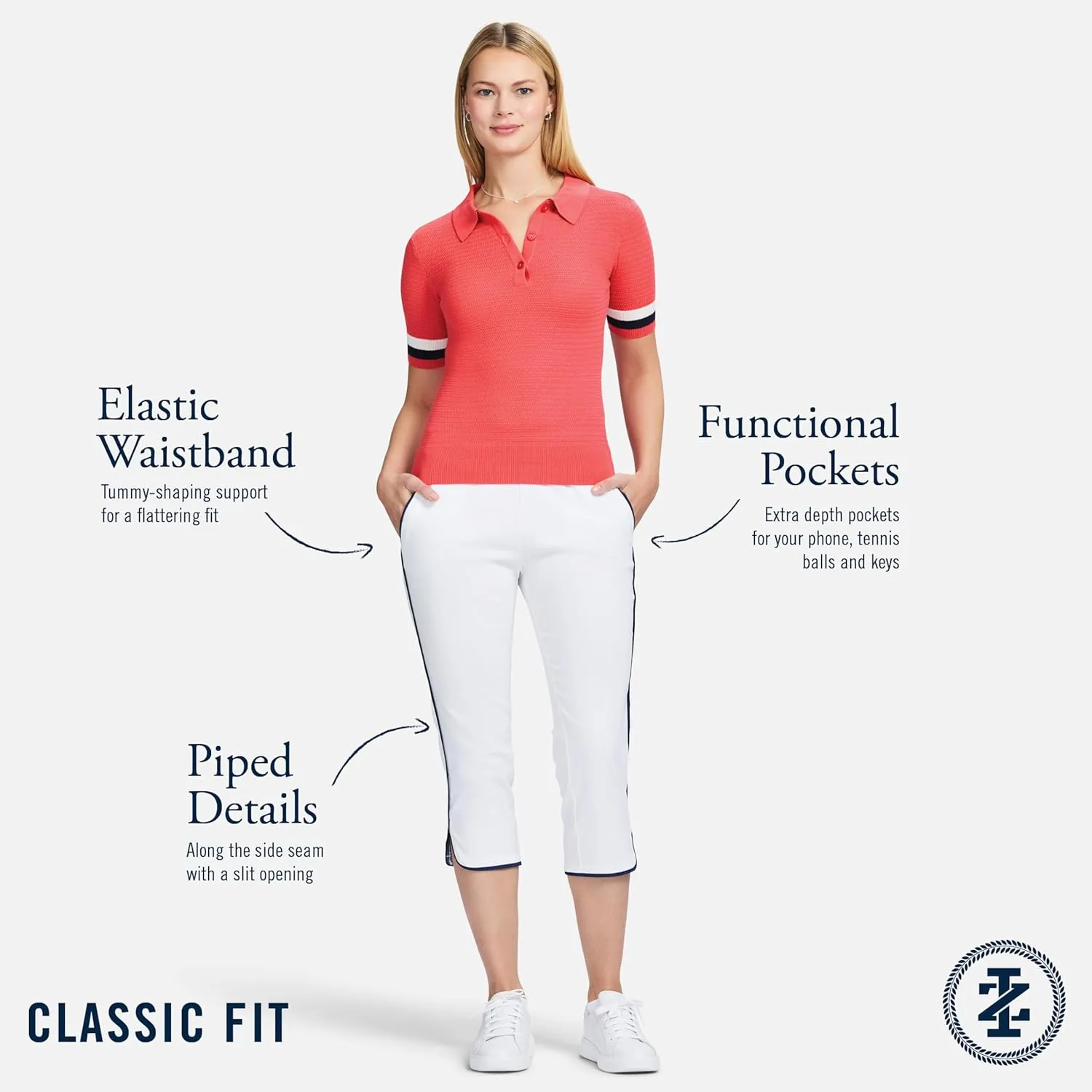 IZOD Women's Athletic Capri Pants Performance Stretch Travel Golf