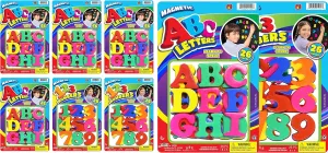 JA-RU Magnetic Letters and Numbers (6 Packs) Fun Colorful Fridge Magnets for Kids. Counting Number & Alphabet Learning Toys. Preschool & Kindergarten School Supplies. (4) ABC-(2) 123-1405-6s