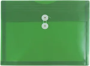 JAM PAPER Plastic Envelopes with Button & String Tie Closure - Letter Booklet - 9 3/4 x 13 - Green - 12/Pack