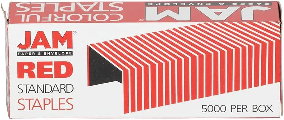 JAM PAPER Standard Size Colorful Staples - Ruby Red - 5000/box