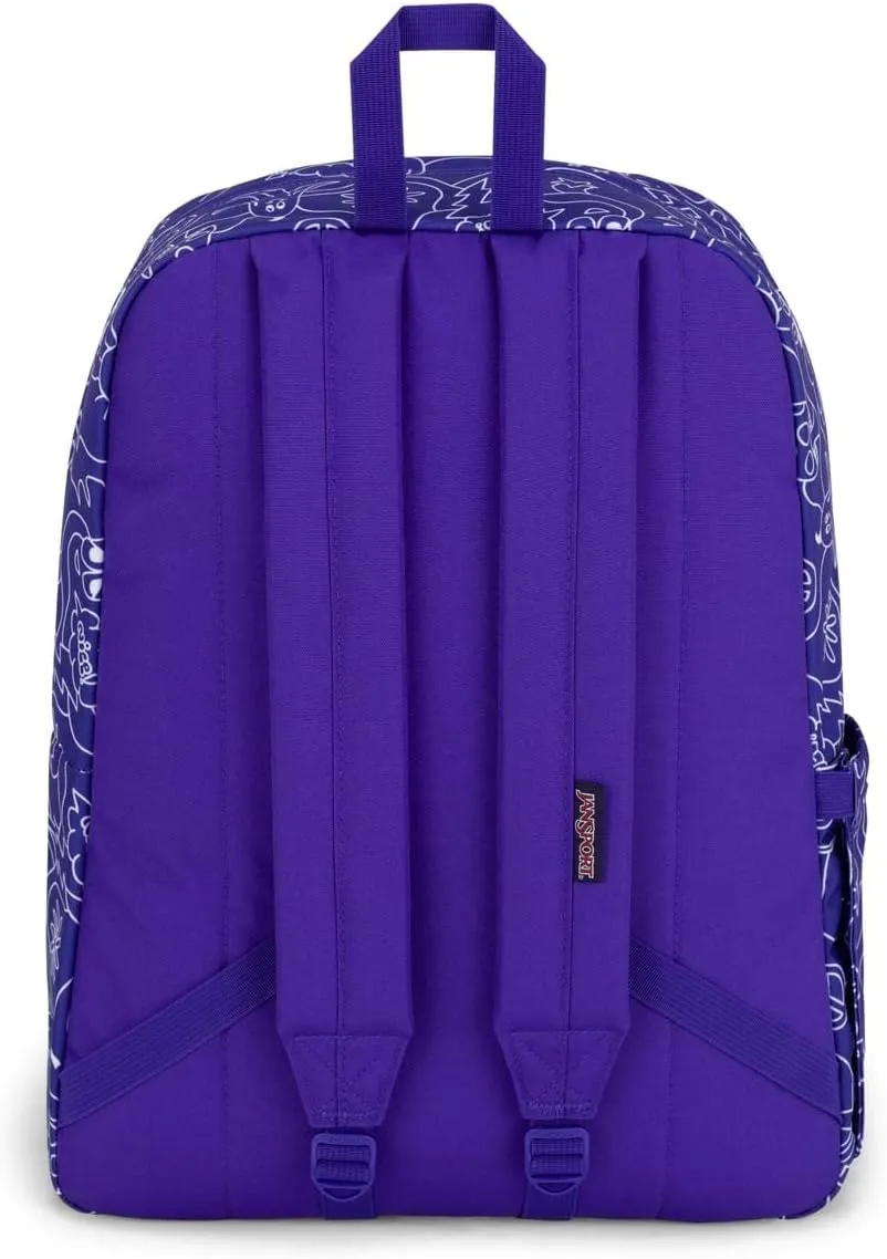 JanSport SuperBreak Plus Backpack with Padded 15-inch Laptop Sleeve and Integrated Bottle Pocket - Spacious and Durable Daypack for Work and Travel - Dub Doodle Purple