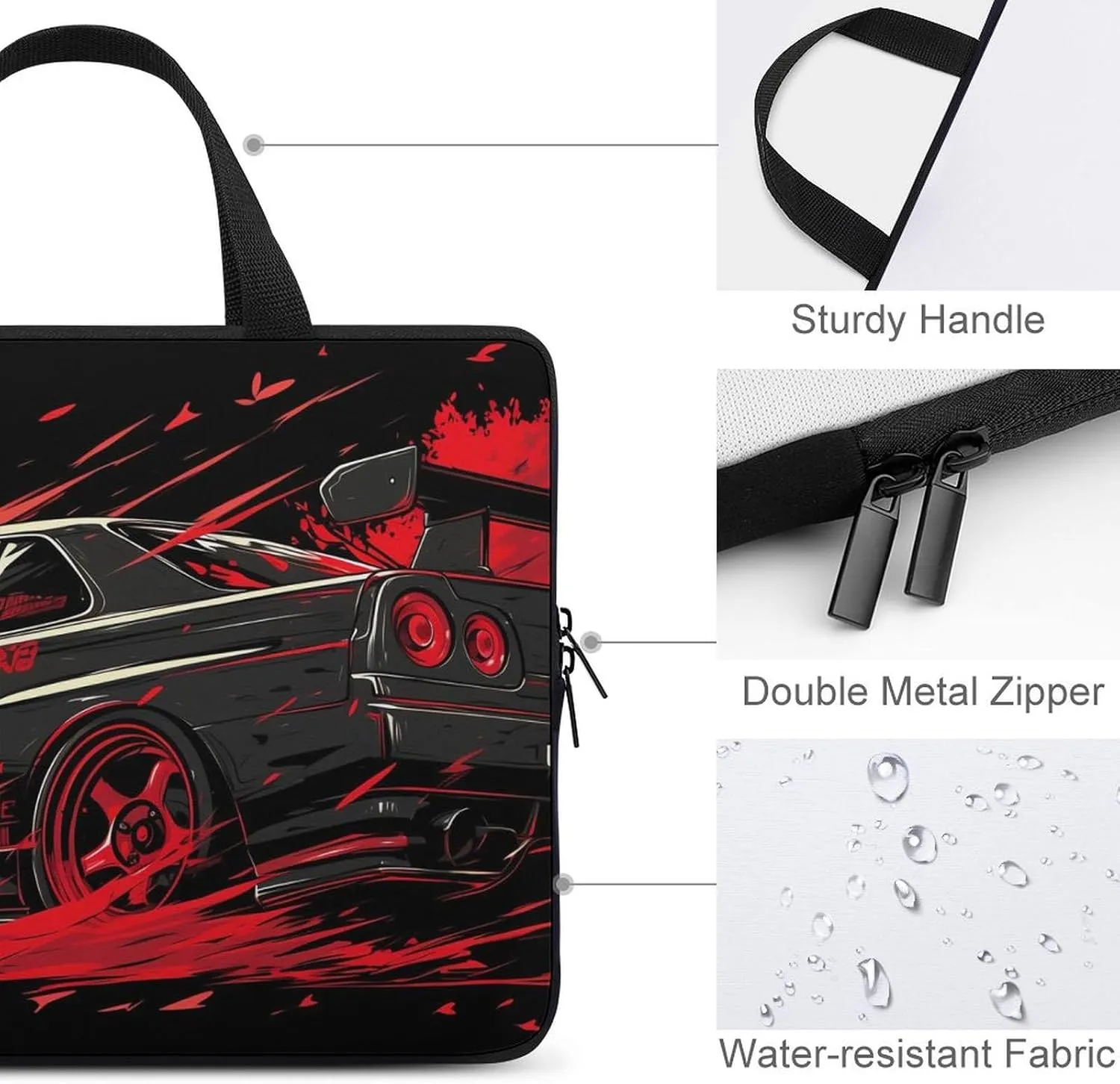Japanese JDM Car Printed Laptop Computer Bag, Beautiful And Practical, Suitable for Office, Business Trip And Travel.