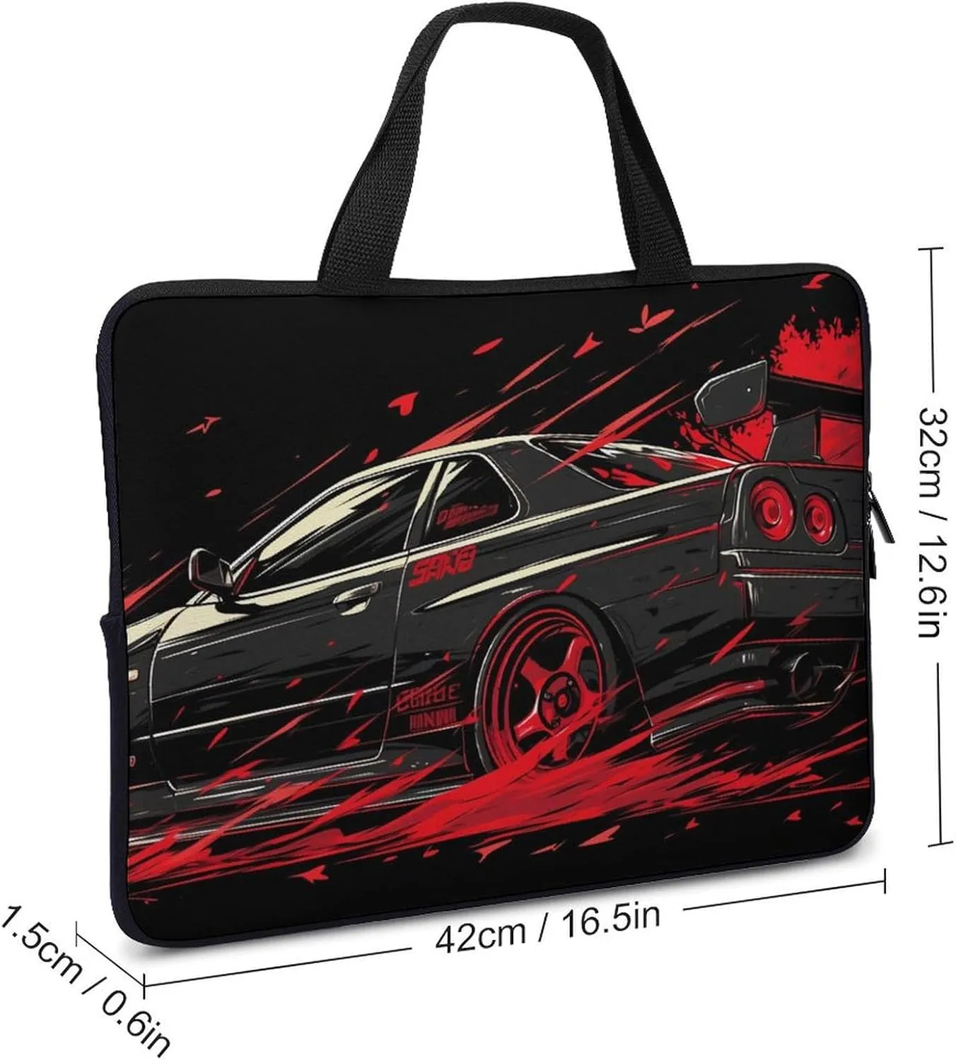 Japanese JDM Car Printed Laptop Computer Bag, Beautiful And Practical, Suitable for Office, Business Trip And Travel.
